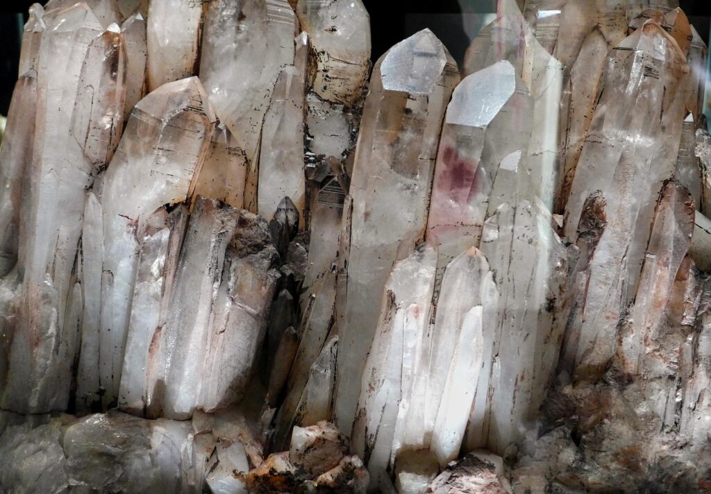 quartz crystal cluster showing crystal structure