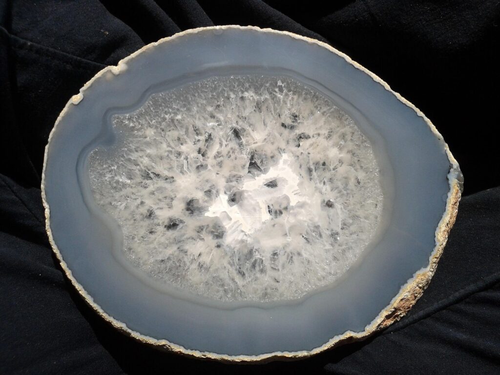 blue agate geode slice