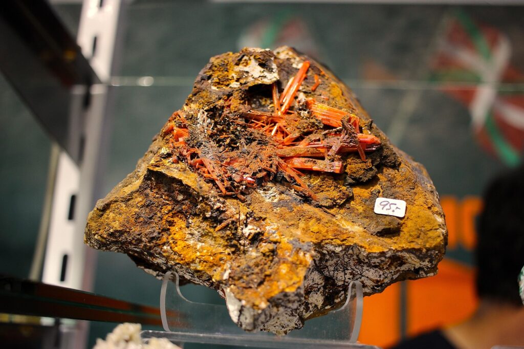 mineral specimen displayed on stand