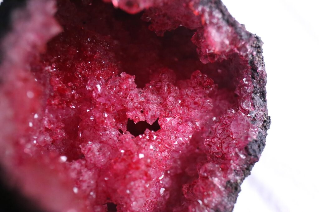 red crystal mineral geode
